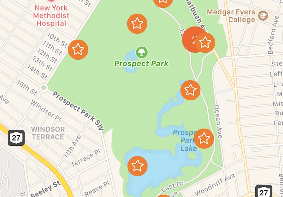 Screenshot of Prospect Park App.