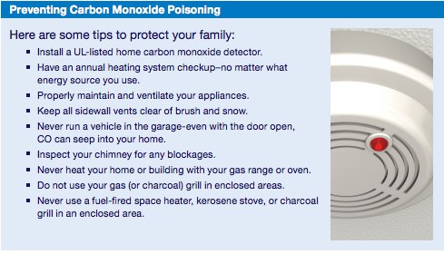 carbon monoxide safety tips from national grid