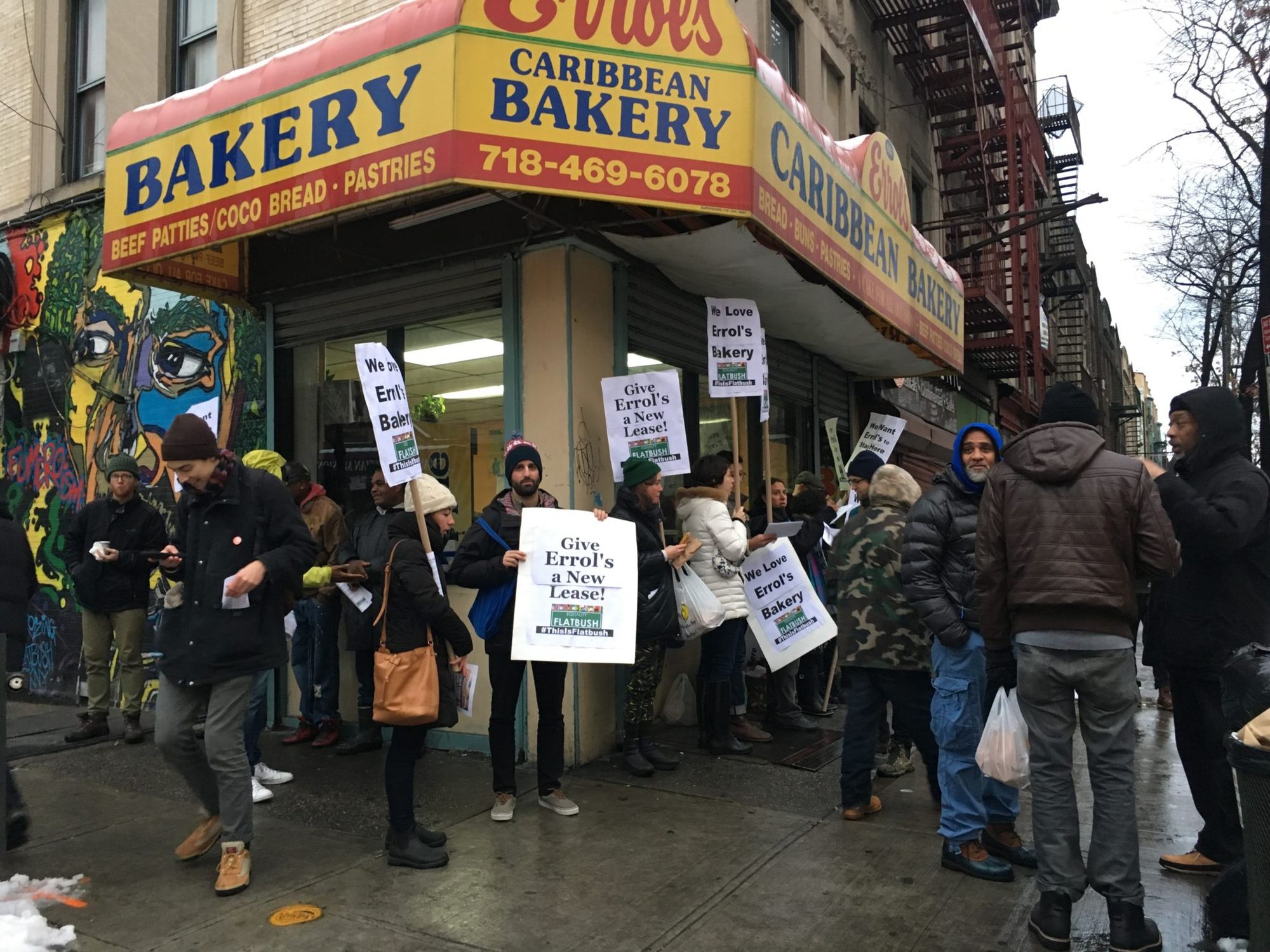 Brooklyn Neighbors Protest Eviction Of Errol’s Caribbean Bakery In Flatbush