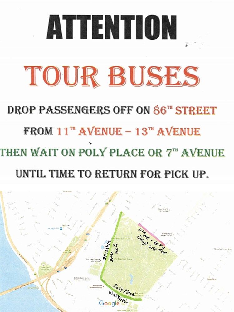 A flyer being handed to tour busses by the police, via Tony Muia