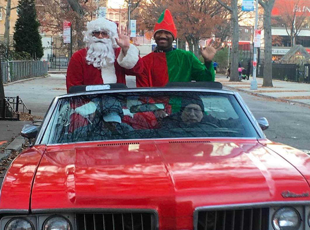 santa and vintage car